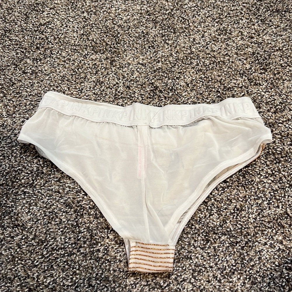 VS/PINK sheer white and gold panties